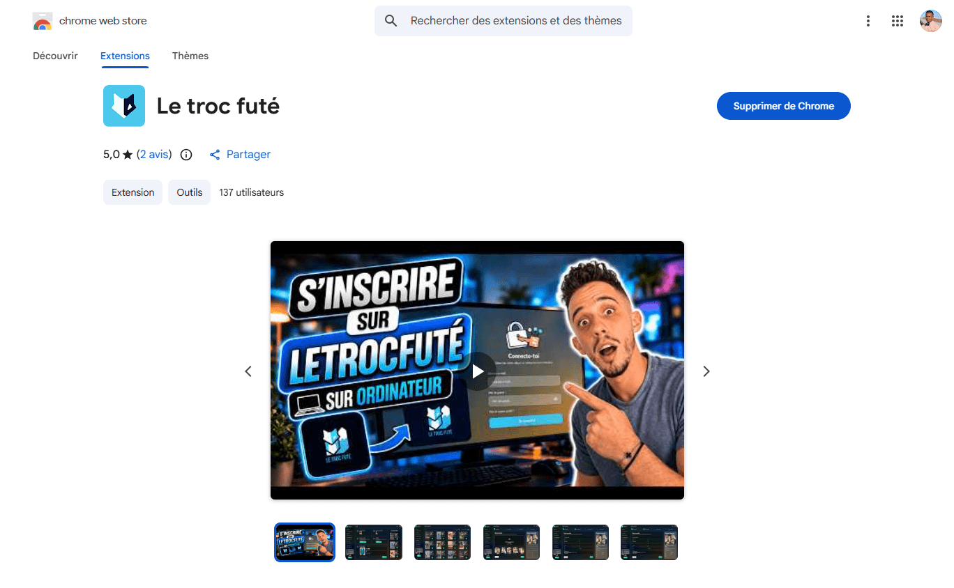 Extension Chrome — Le Troc Futé — vue 1
